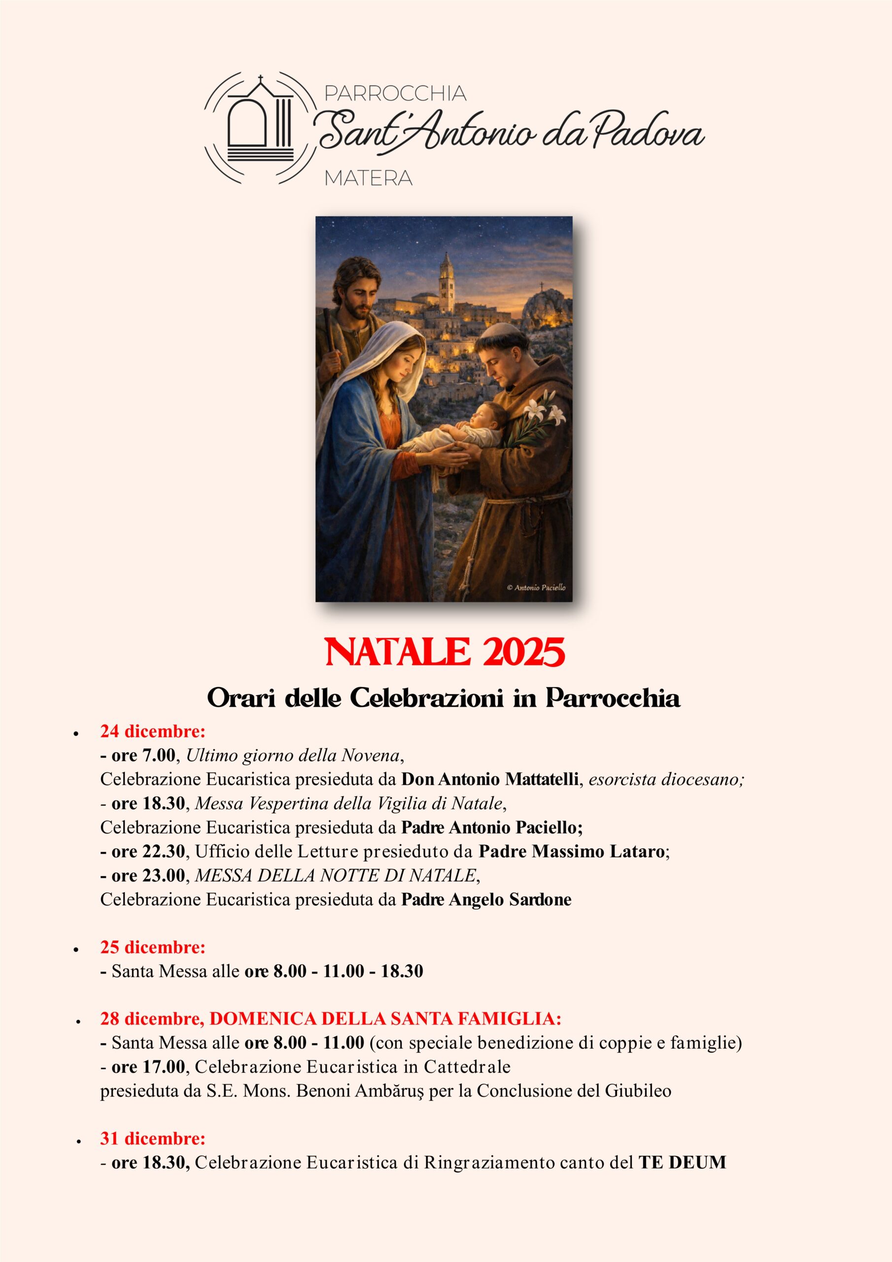 Orari Celebrazioni Natalizie in Parrocchia